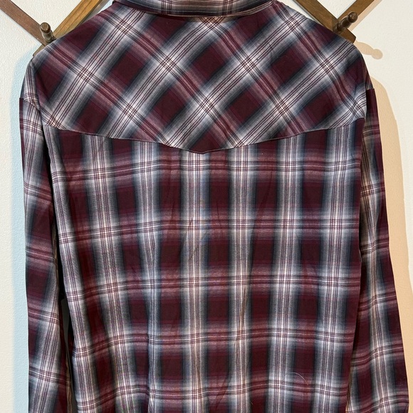 Ely Cattleman Western Shirt Mens XLT gray Blue Plaid Pearl Snap Long Sleeve NWT - Picture 3 of 7